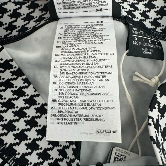 NWT adidas Ivy Park Big Girls Nina Tights Houndstooth Size S black White New - Picture 10 of 16